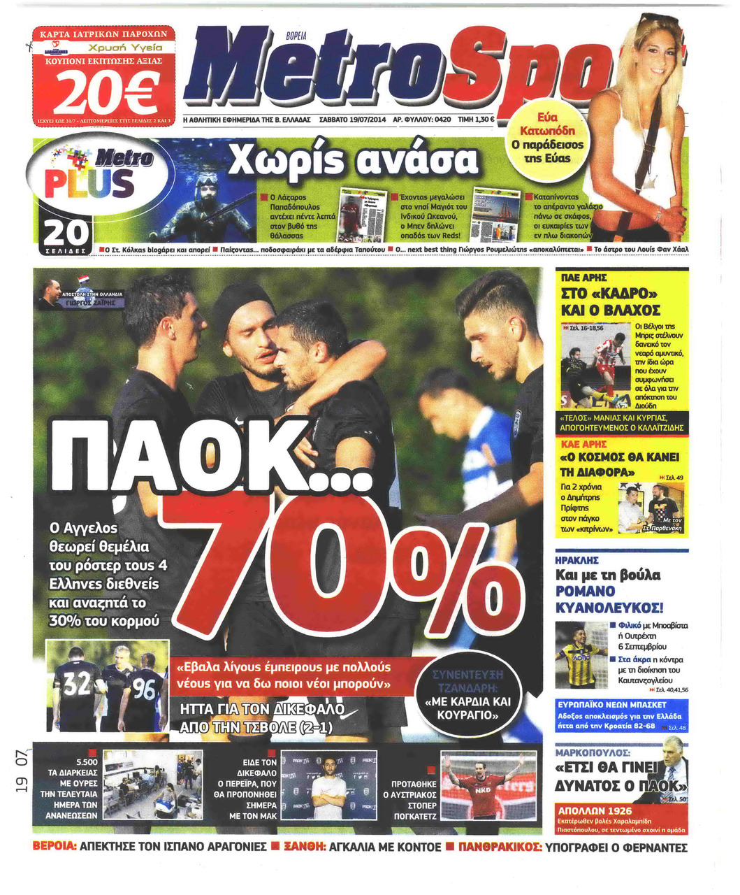 Πρωτοσέλιδο εφημερίδας Metrosport