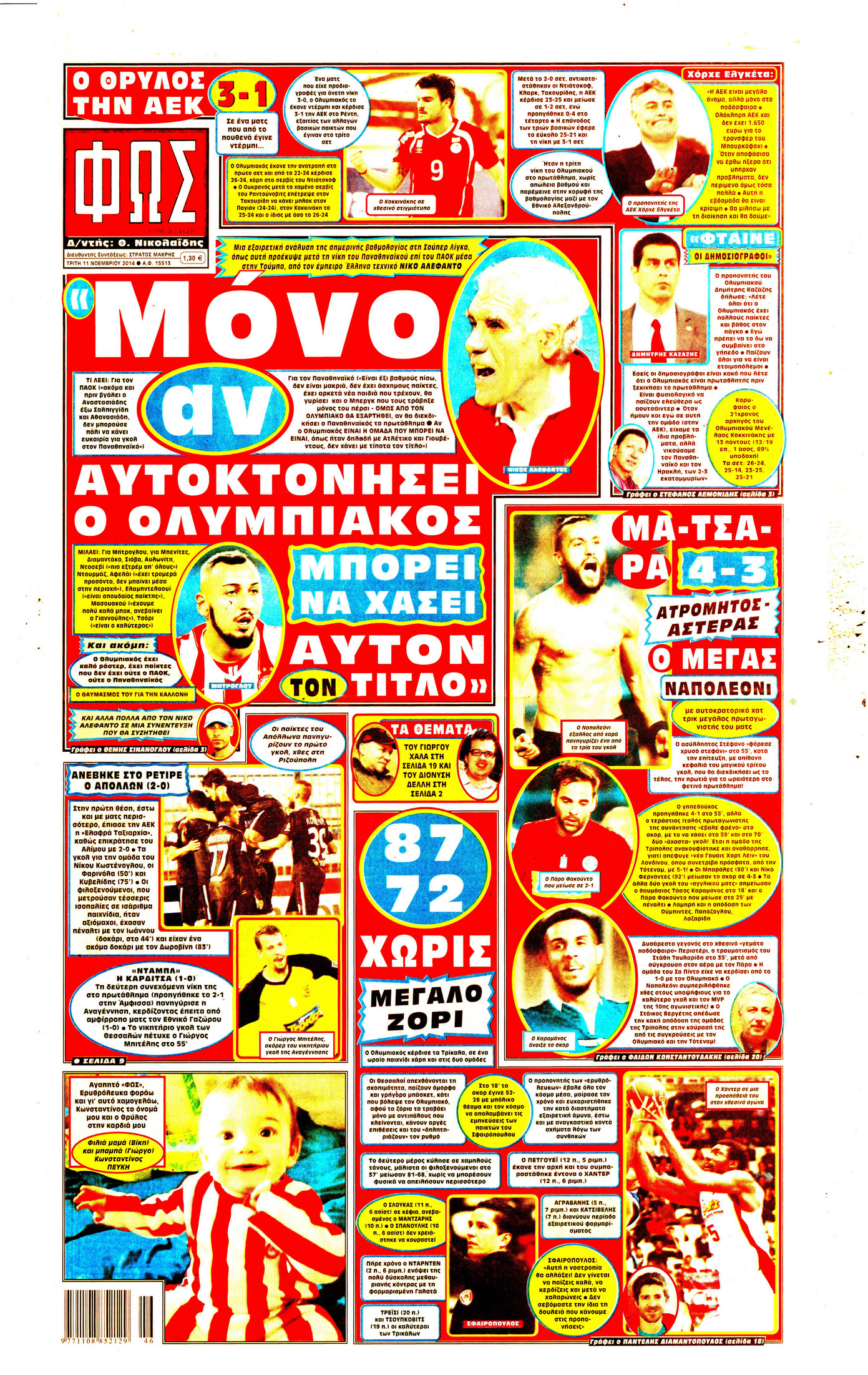Πρωτοσέλιδο εφημερίδας Φως των σπορ
