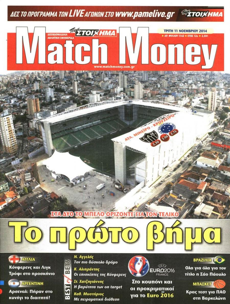 Πρωτοσέλιδο εφημερίδας Matchmoney