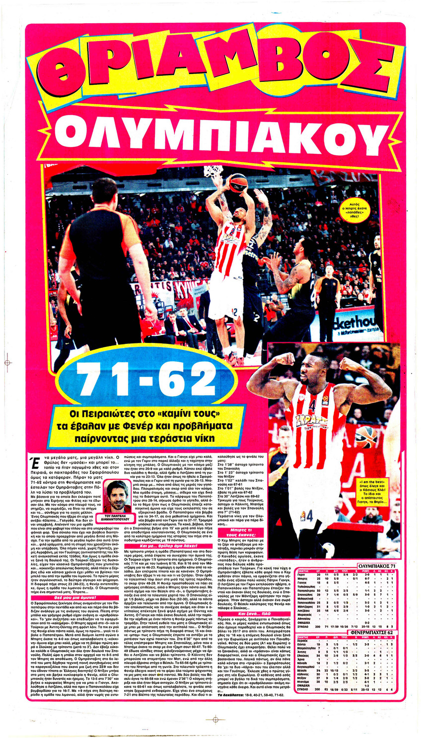 Οπισθόφυλλο εφημερίδας Φως των σπορ