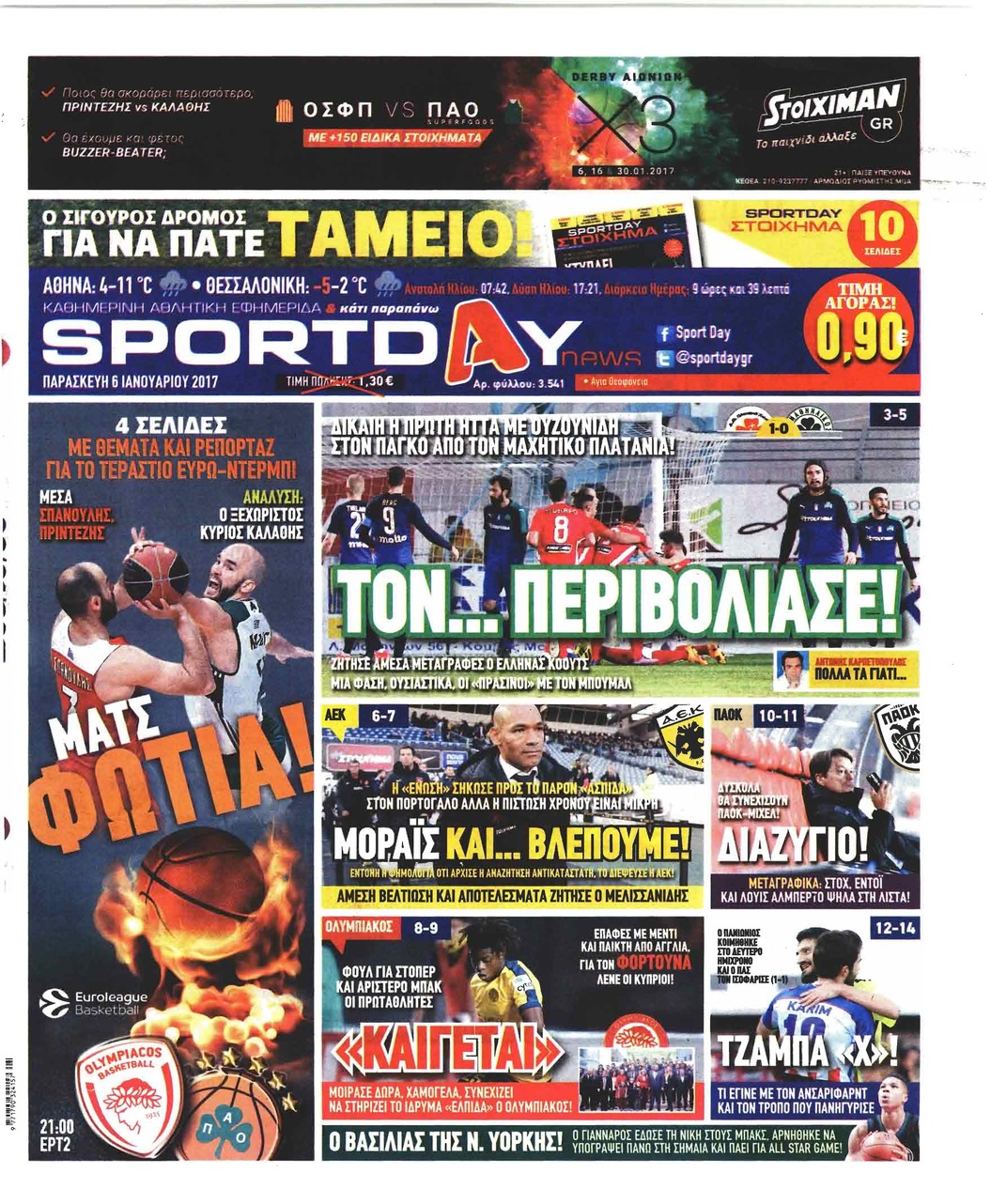 Πρωτοσέλιδο εφημερίδας Sportday