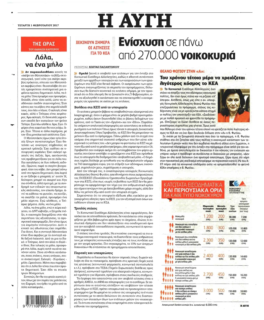 Οπισθόφυλλο εφημερίδας Αυγή