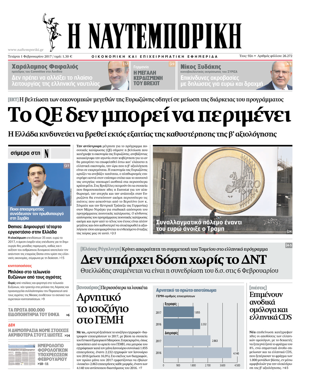 Πρωτοσέλιδο εφημερίδας Ναυτεμπορική