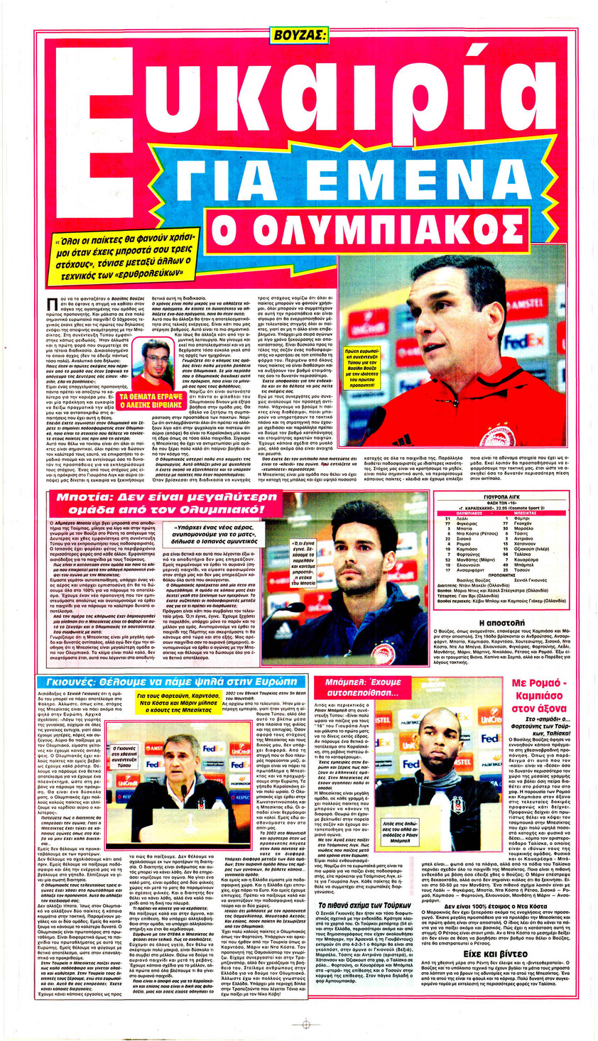 Οπισθόφυλλο εφημερίδας Φως των σπορ