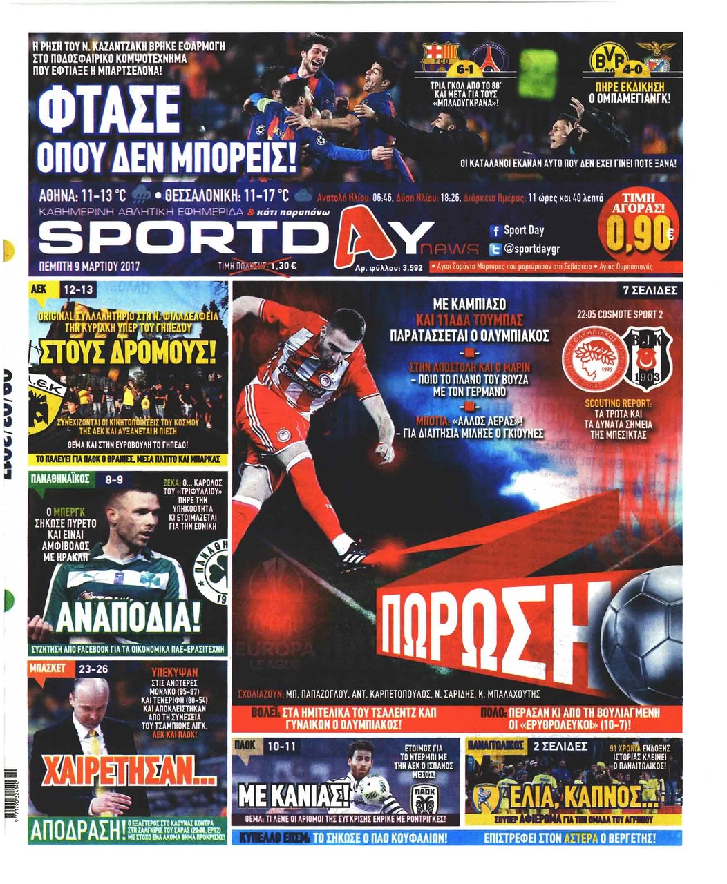 Πρωτοσέλιδο εφημερίδας Sportday