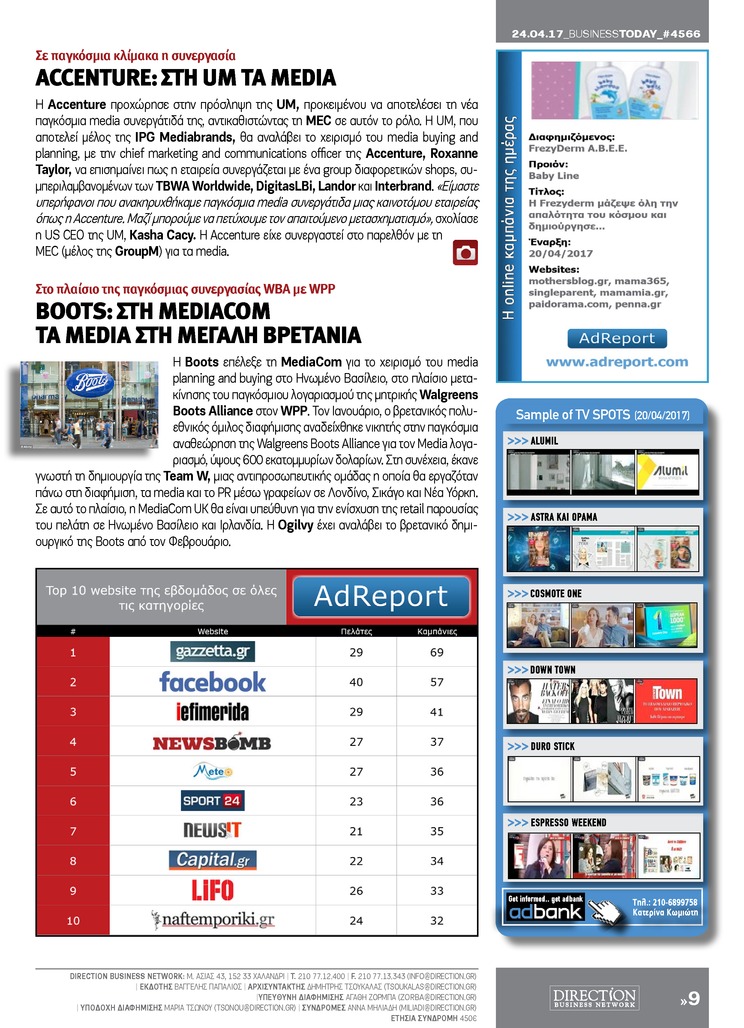 Οπισθόφυλλο εφημερίδας Business Today