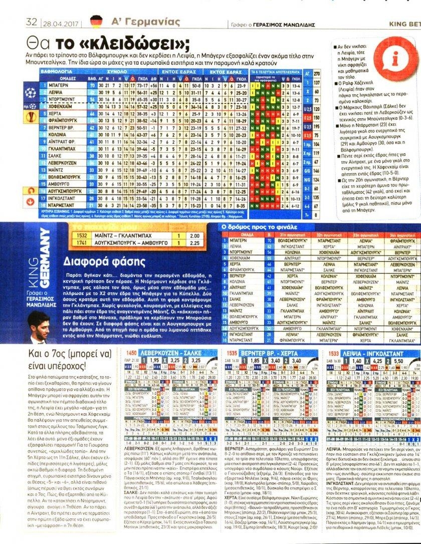 Οπισθόφυλλο εφημερίδας Kingbet