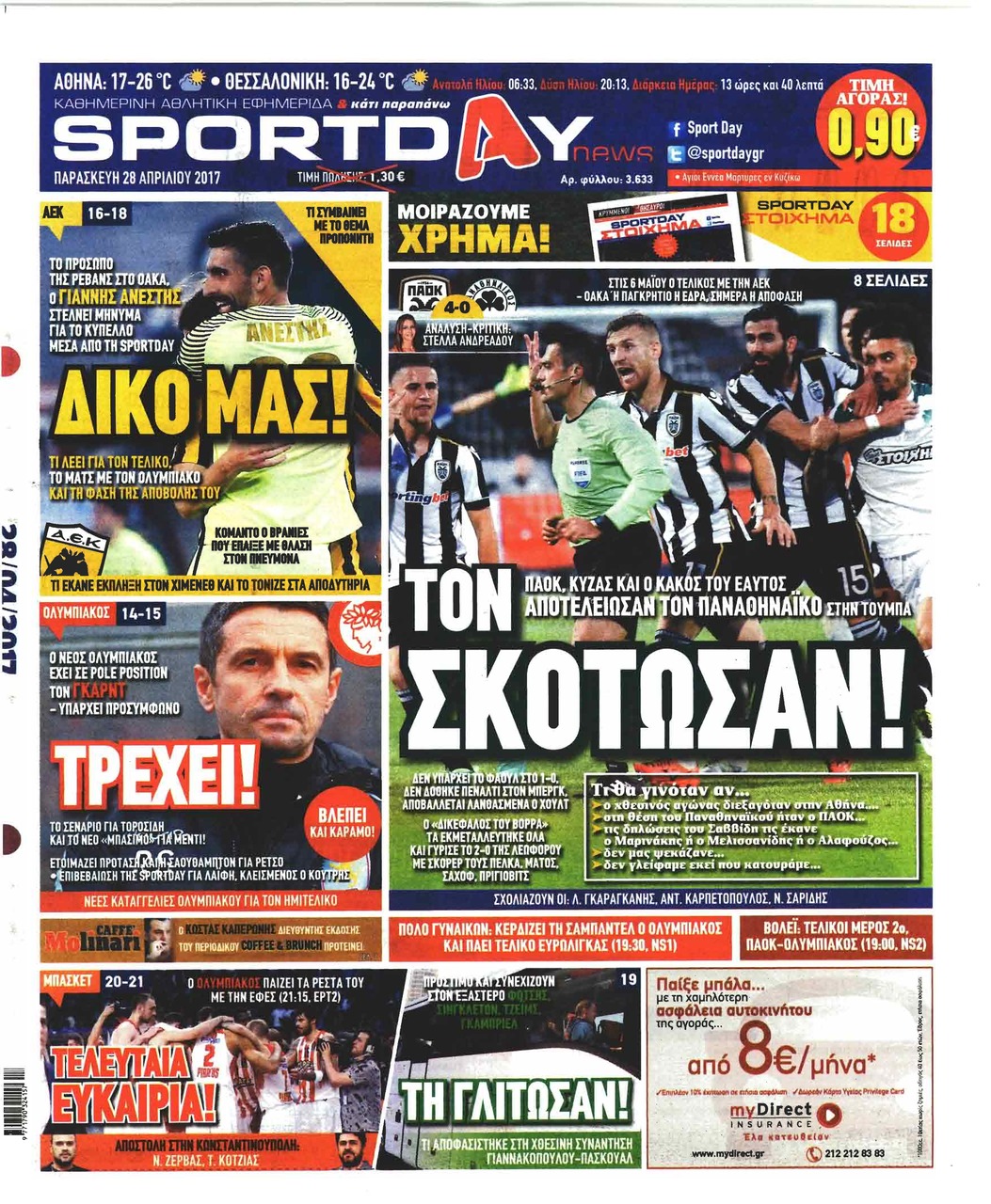 Πρωτοσέλιδο εφημερίδας Sportday