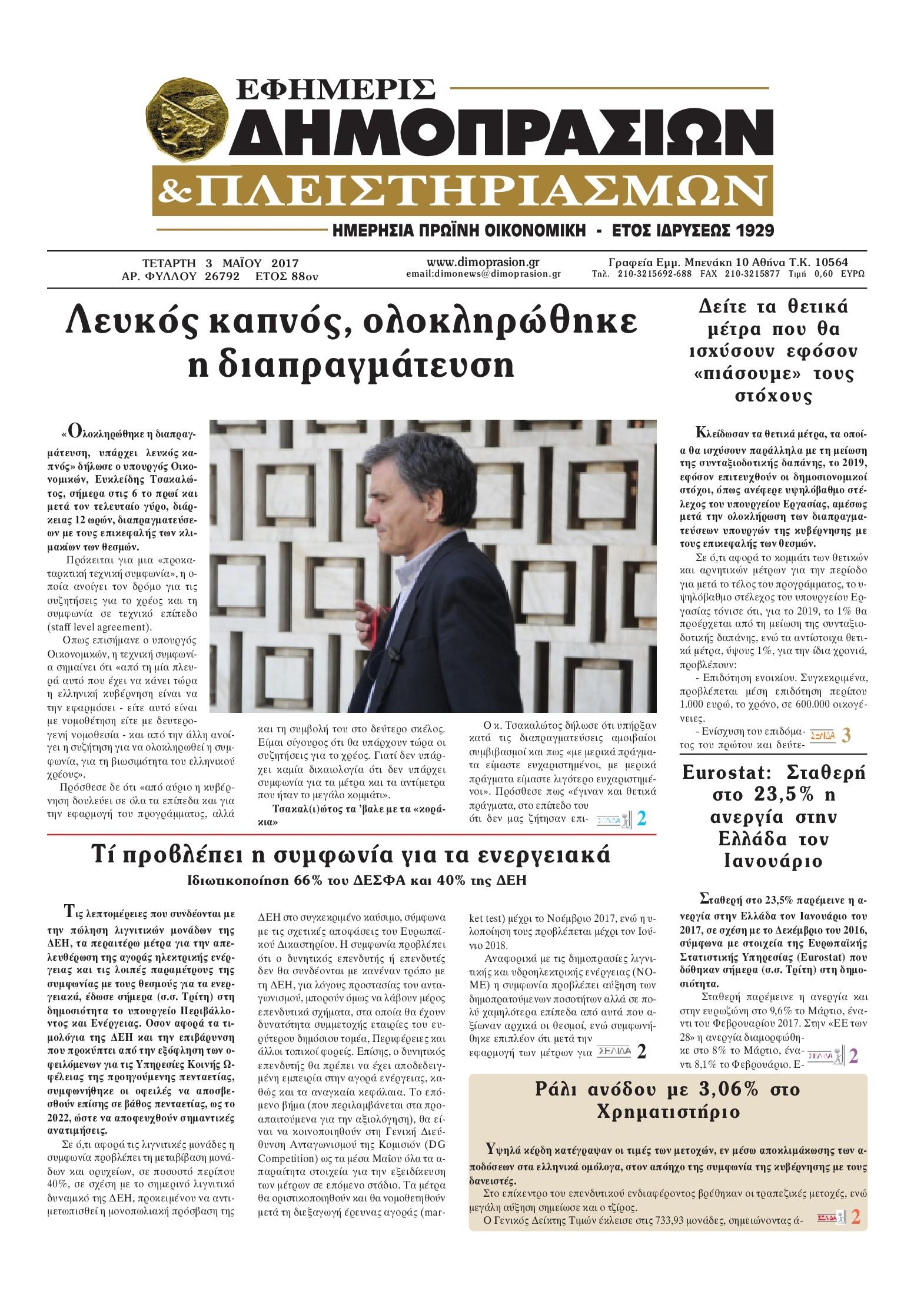 Πρωτοσέλιδο εφημερίδας Δημοπρασιών