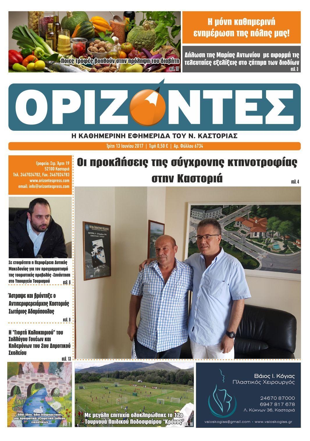 Πρωτοσέλιδο εφημερίδας Ορίζοντες Press