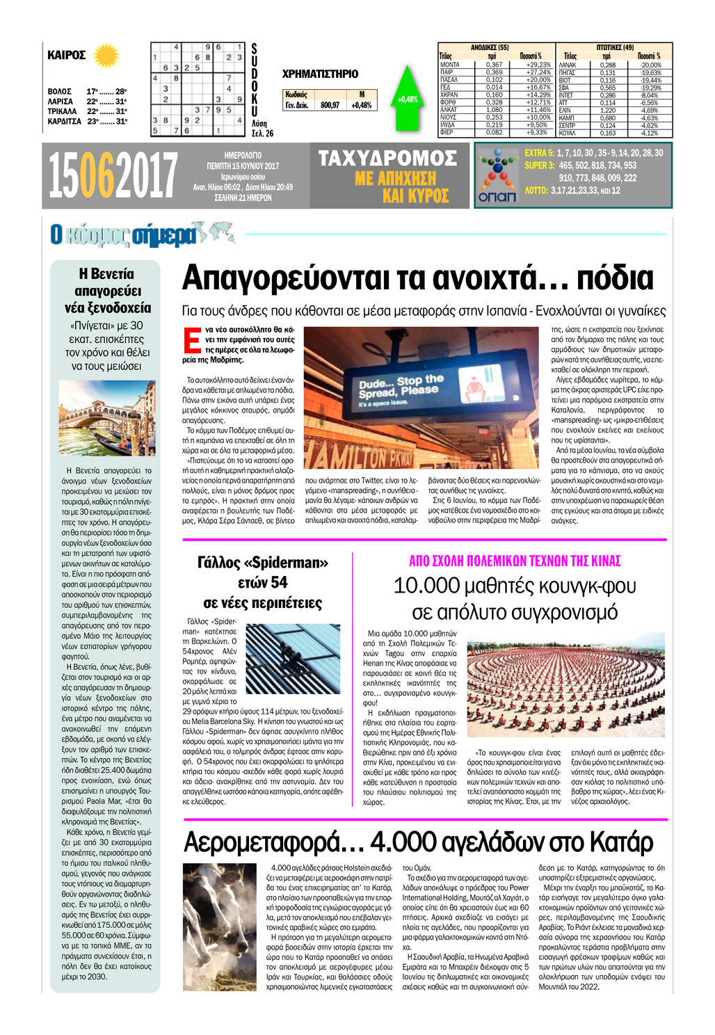 Οπισθόφυλλο εφημερίδας Ταχυδρόμος