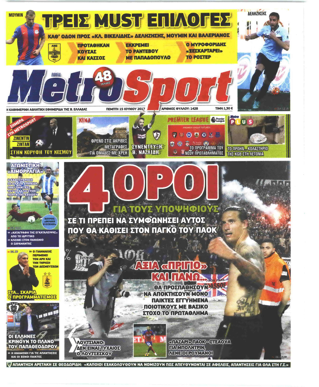 Πρωτοσέλιδο εφημερίδας Metrosport