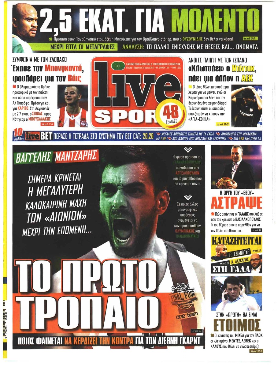 Πρωτοσέλιδο εφημερίδας Livesport