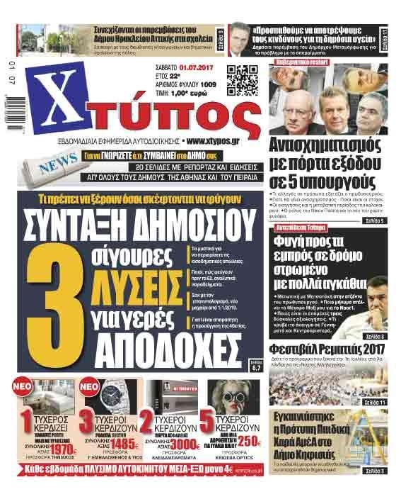 Πρωτοσέλιδο εφημερίδας Χτύπος