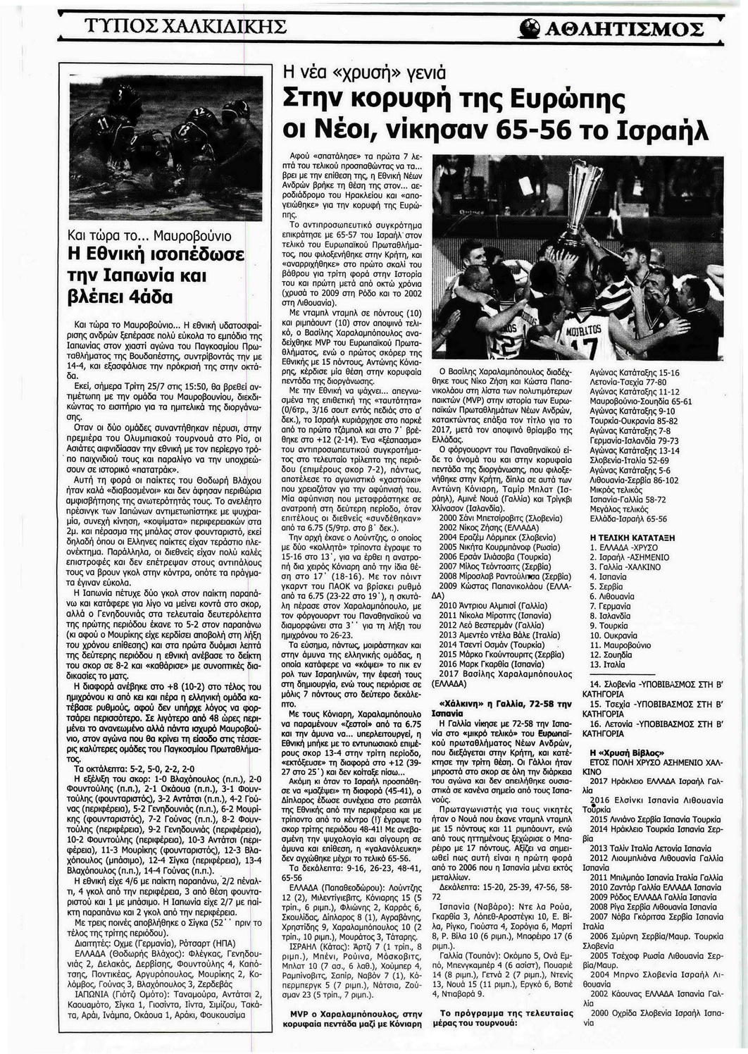 Οπισθόφυλλο εφημερίδας Τύπος Χαλκιδικής