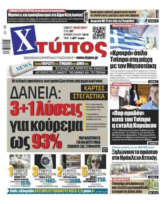 Πρωτοσέλιδο εφημερίδας Χτύπος