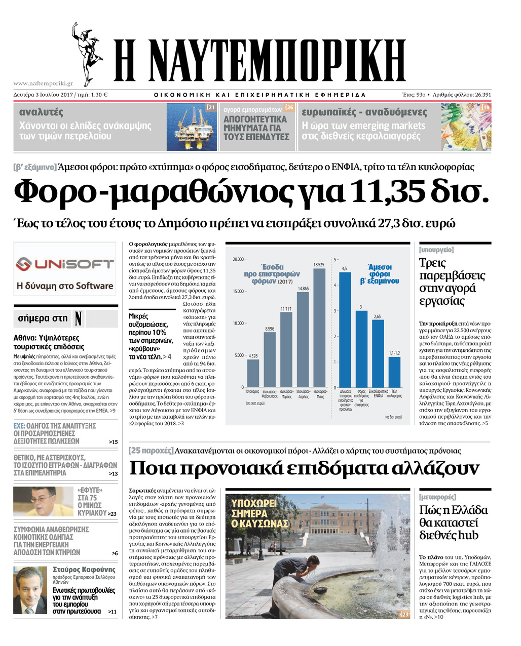 Πρωτοσέλιδο εφημερίδας Ναυτεμπορική