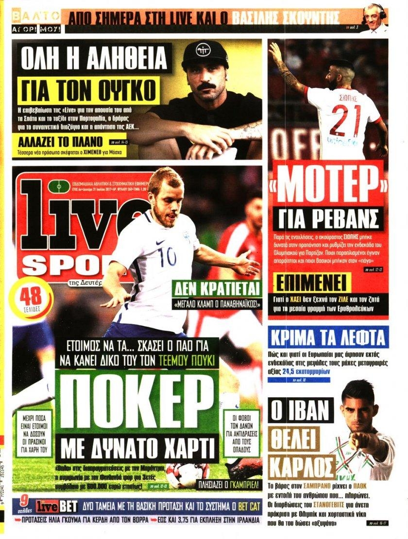 Πρωτοσέλιδο εφημερίδας Livesport