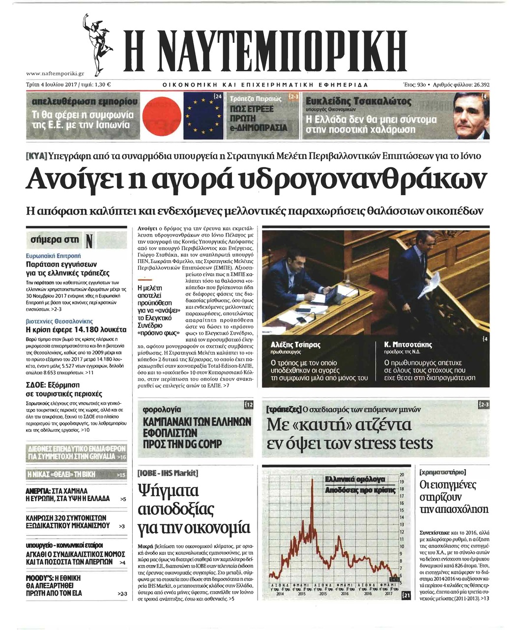 Πρωτοσέλιδο εφημερίδας Ναυτεμπορική