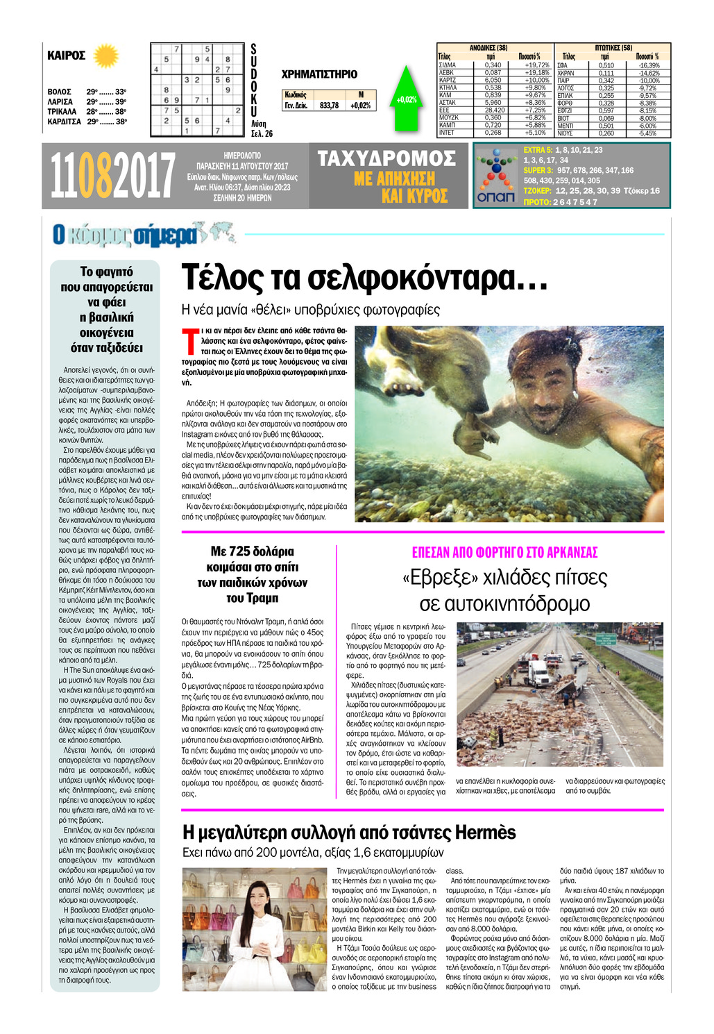 Οπισθόφυλλο εφημερίδας Ταχυδρόμος