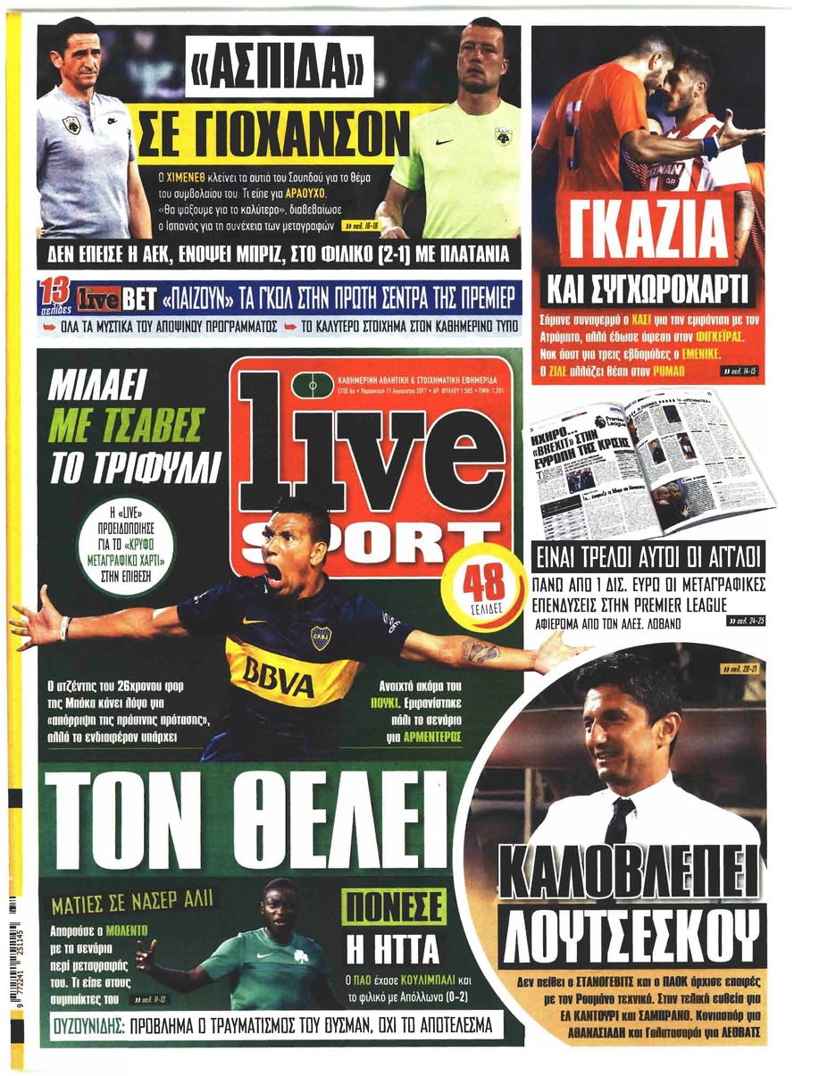 Πρωτοσέλιδο εφημερίδας Livesport