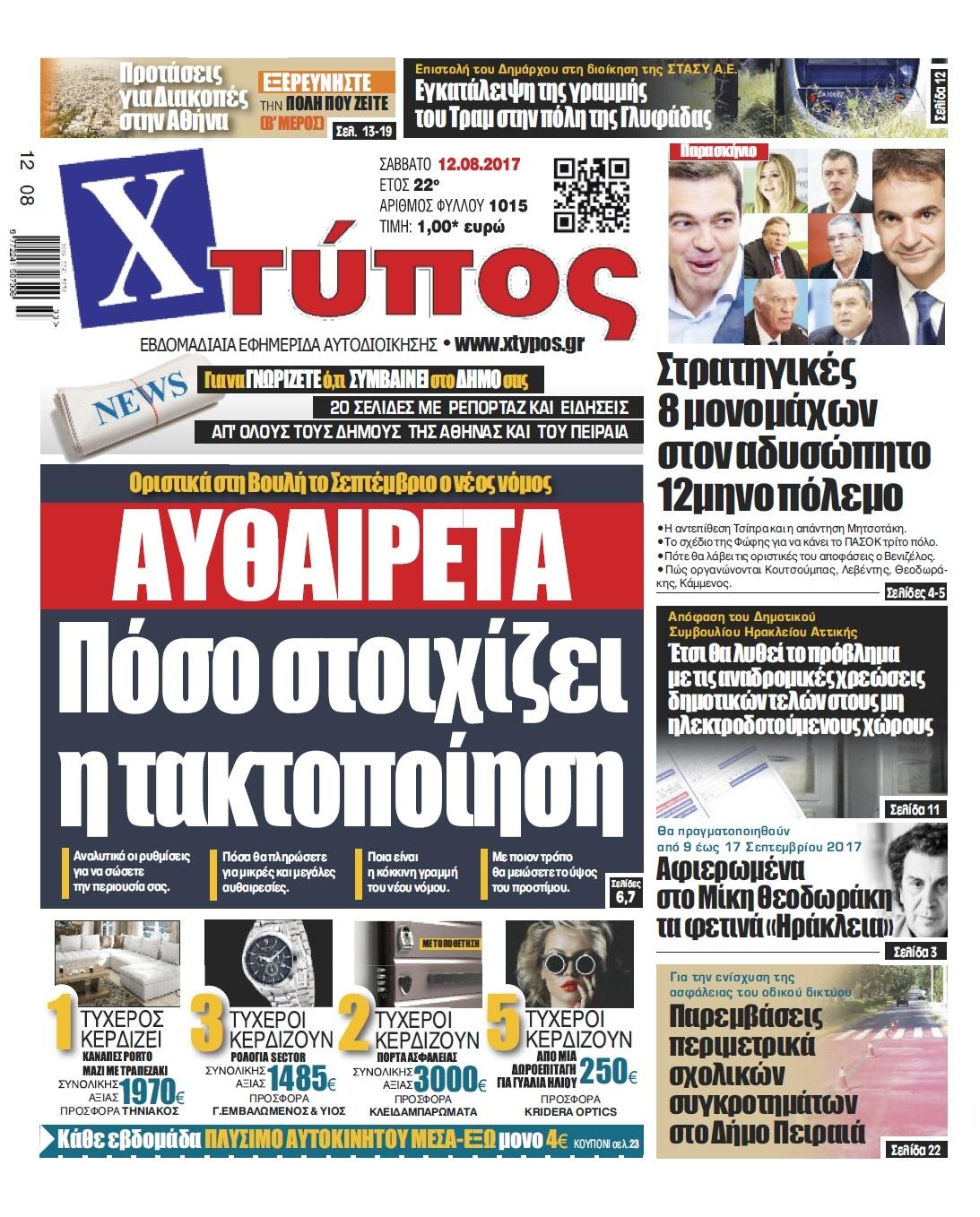 Πρωτοσέλιδο εφημερίδας Χτύπος