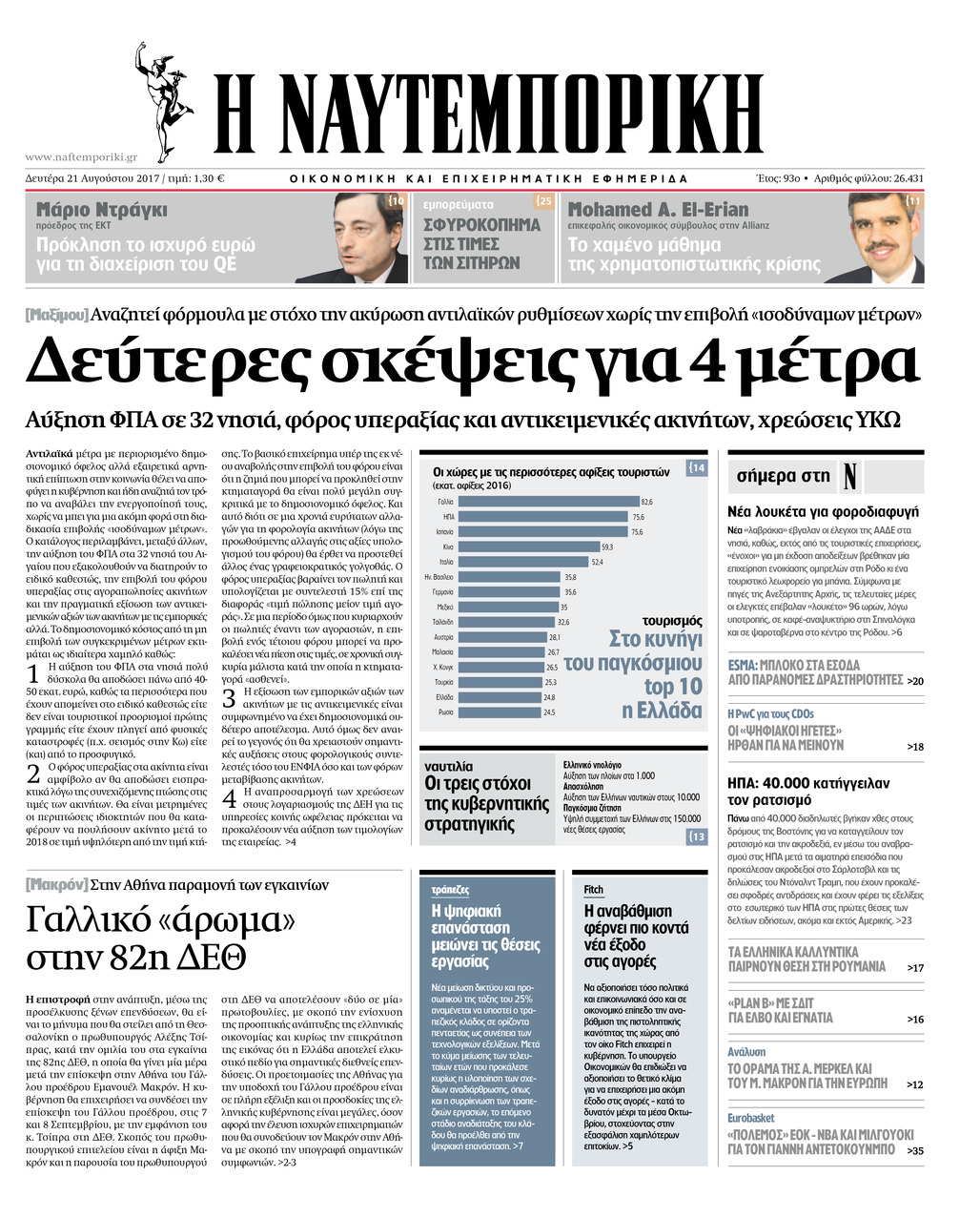 Πρωτοσέλιδο εφημερίδας Ναυτεμπορική