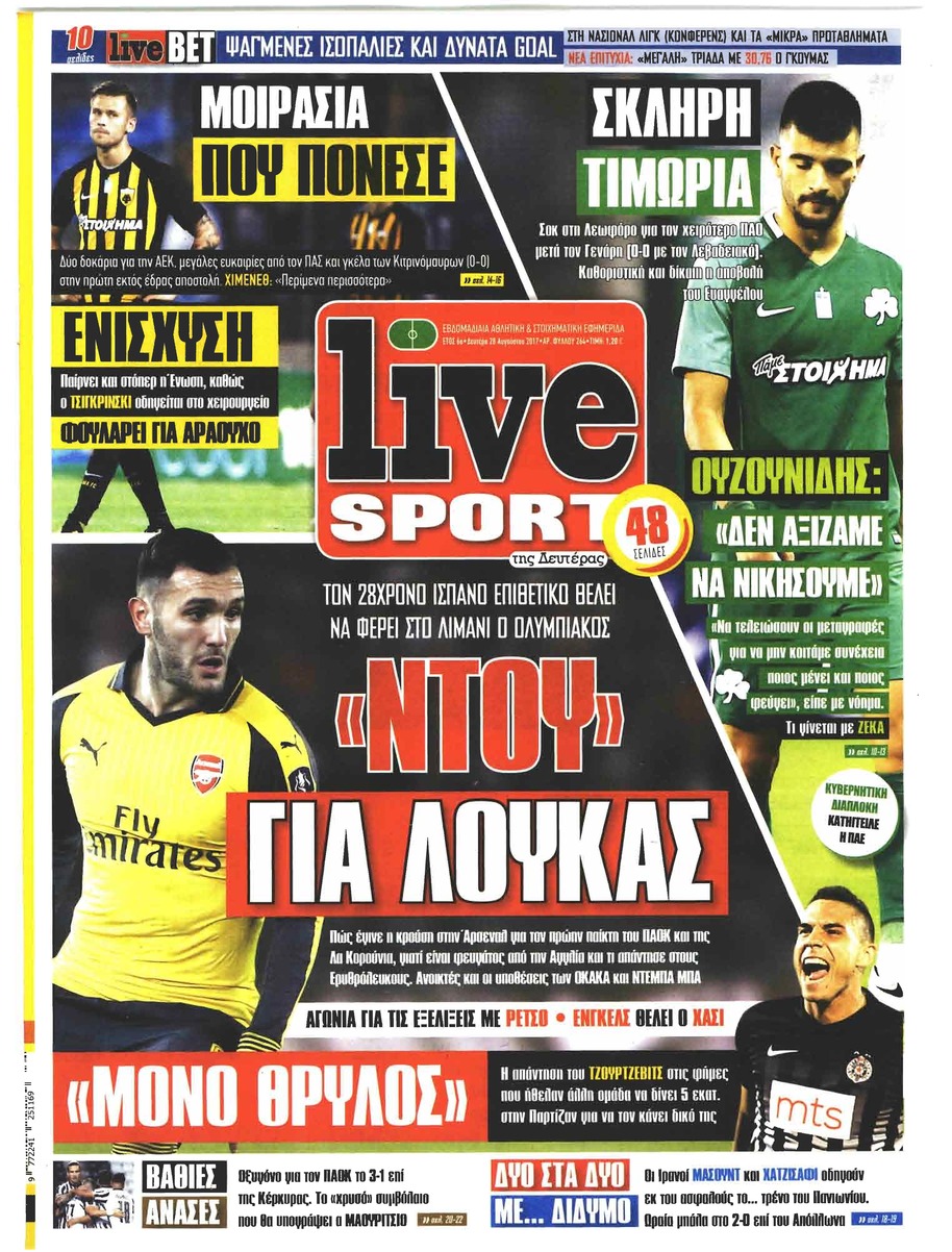 Πρωτοσέλιδο εφημερίδας Livesport