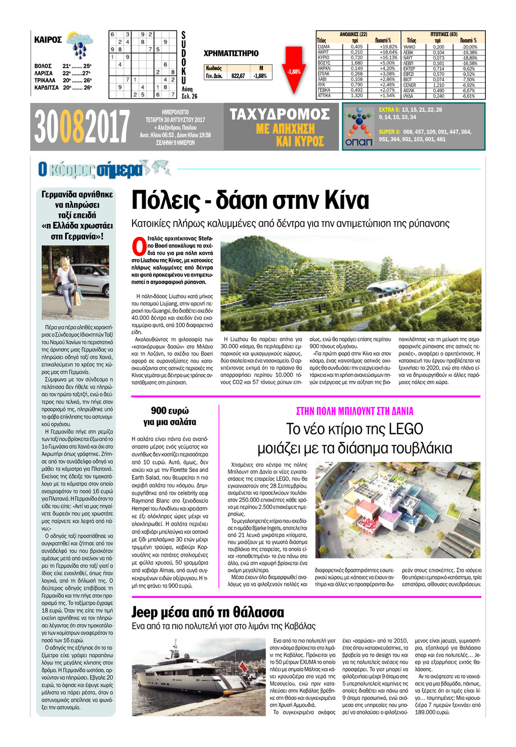 Οπισθόφυλλο εφημερίδας Ταχυδρόμος