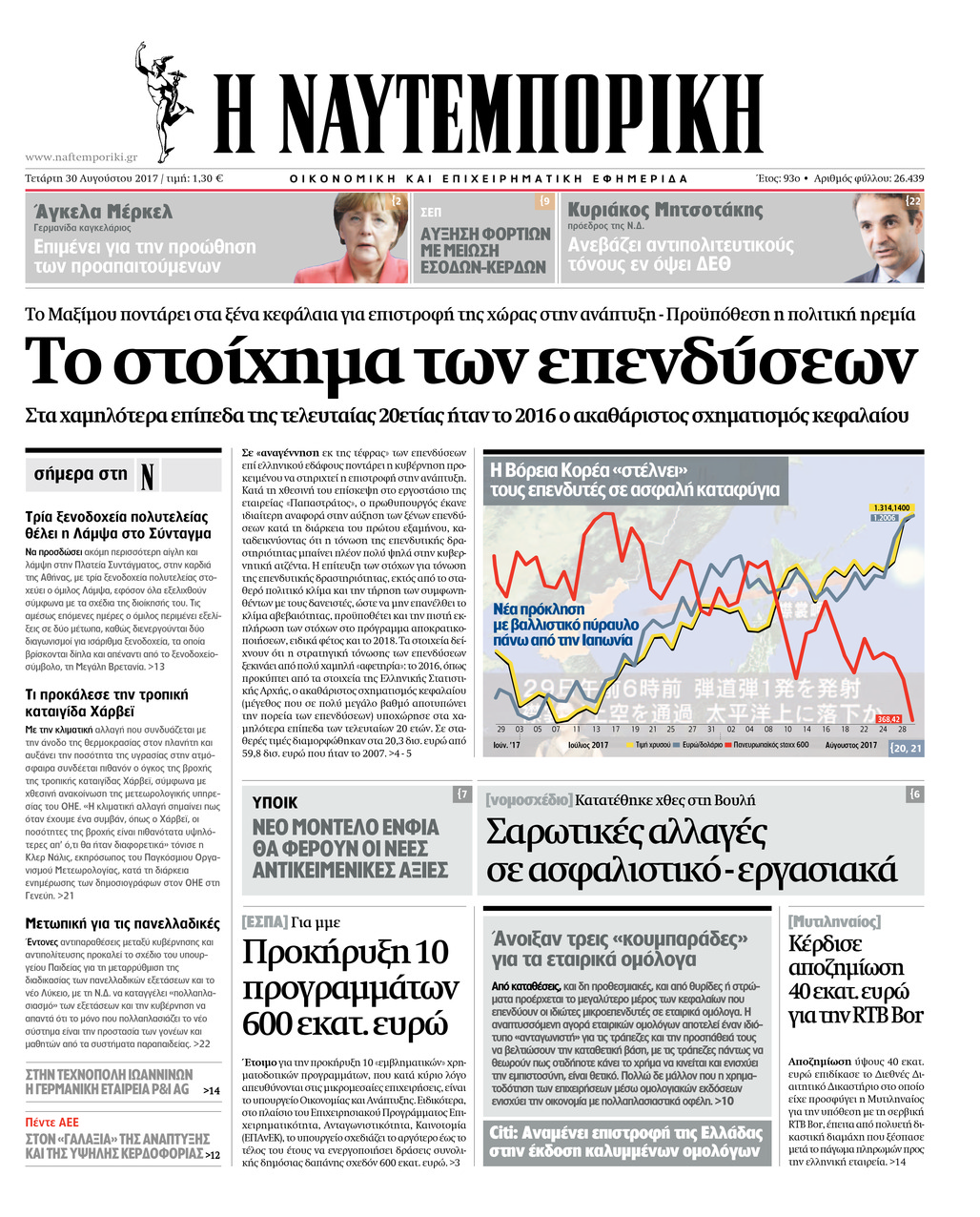 Πρωτοσέλιδο εφημερίδας Ναυτεμπορική