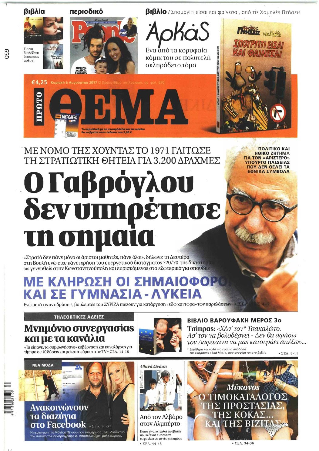 Πρωτοσέλιδο εφημερίδας Πρώτο Θέμα