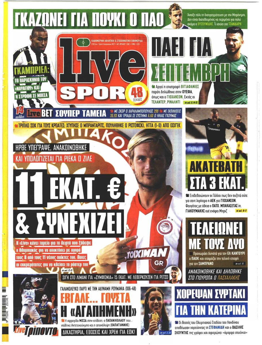 Πρωτοσέλιδο εφημερίδας Livesport
