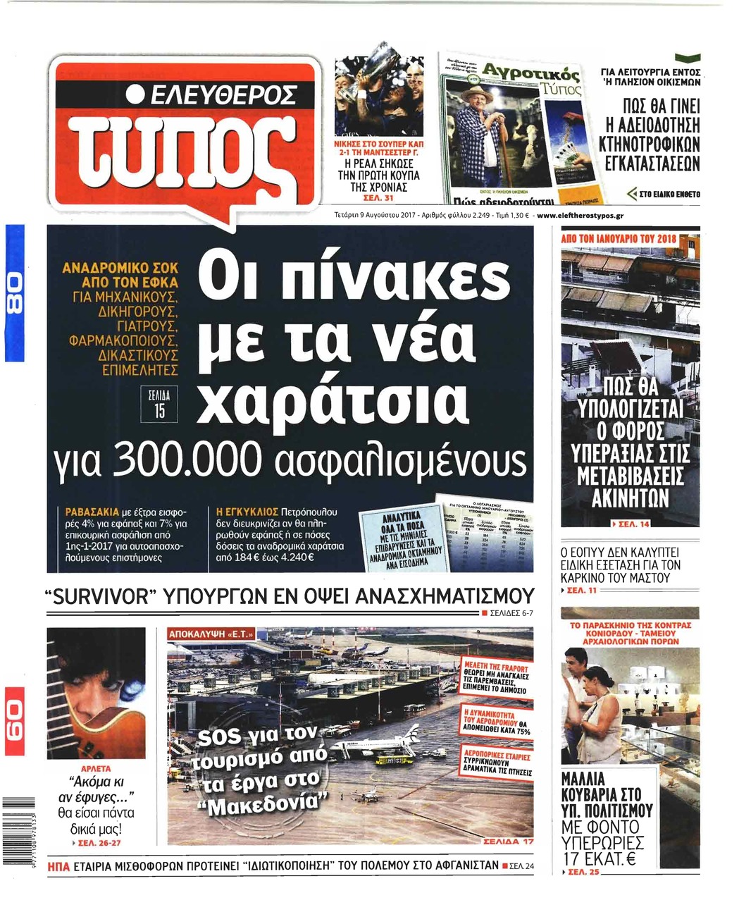 Πρωτοσέλιδο εφημερίδας Ελεύθερος Τύπος