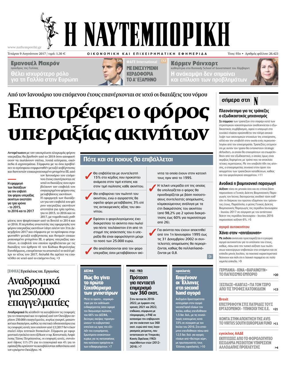 Πρωτοσέλιδο εφημερίδας Ναυτεμπορική