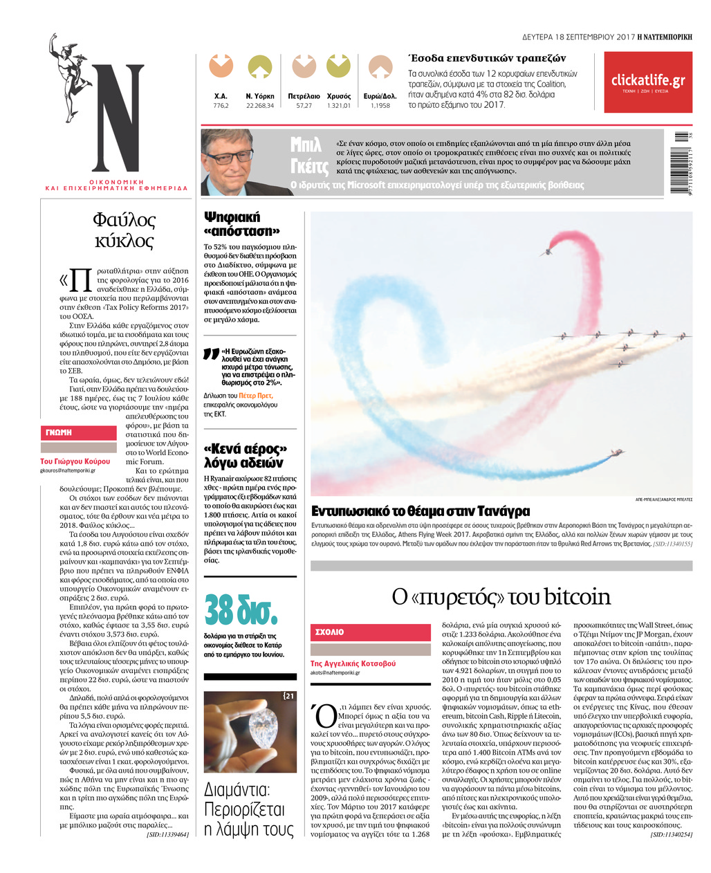 Οπισθόφυλλο εφημερίδας Ναυτεμπορική