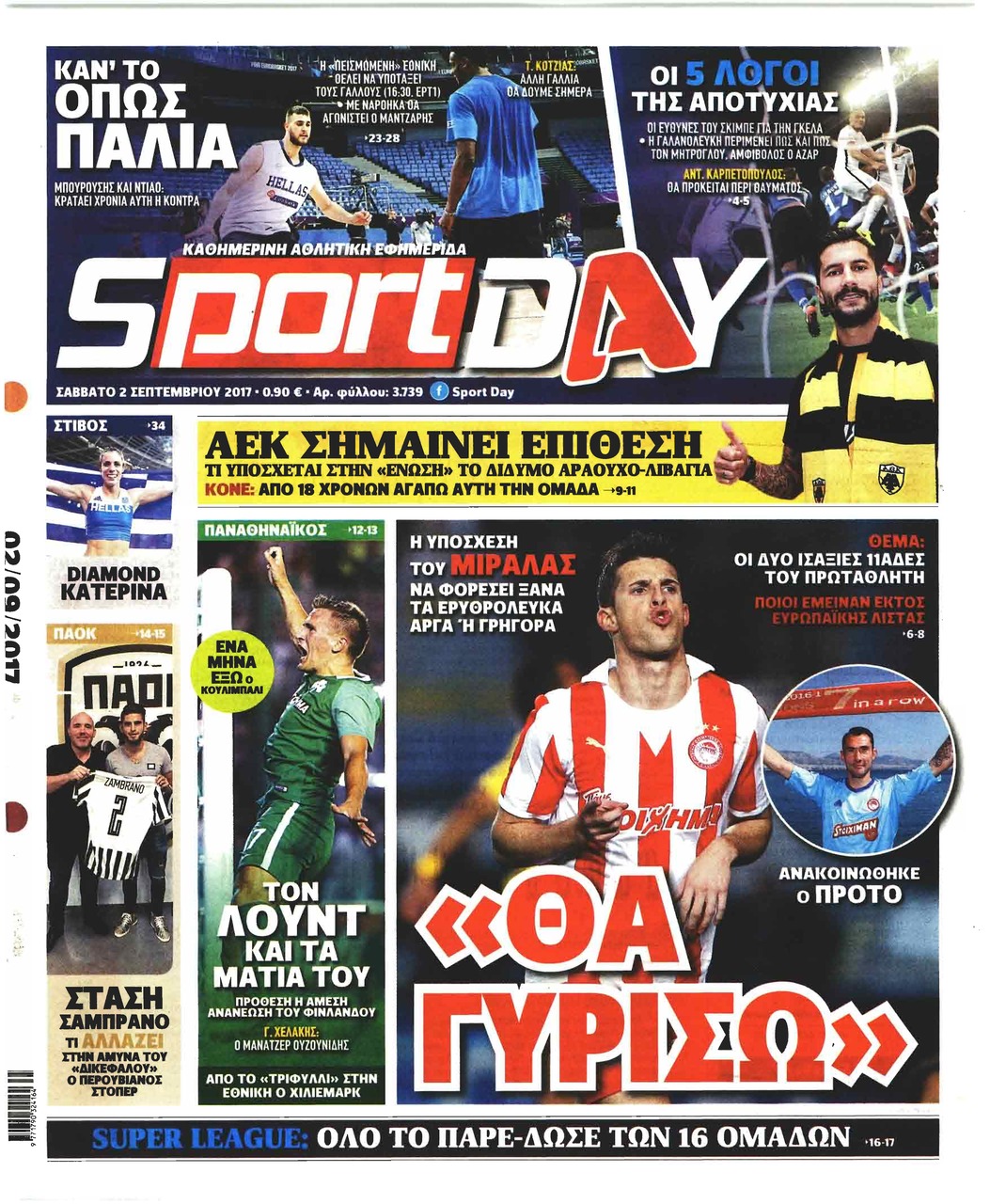 Πρωτοσέλιδο εφημερίδας Sportday