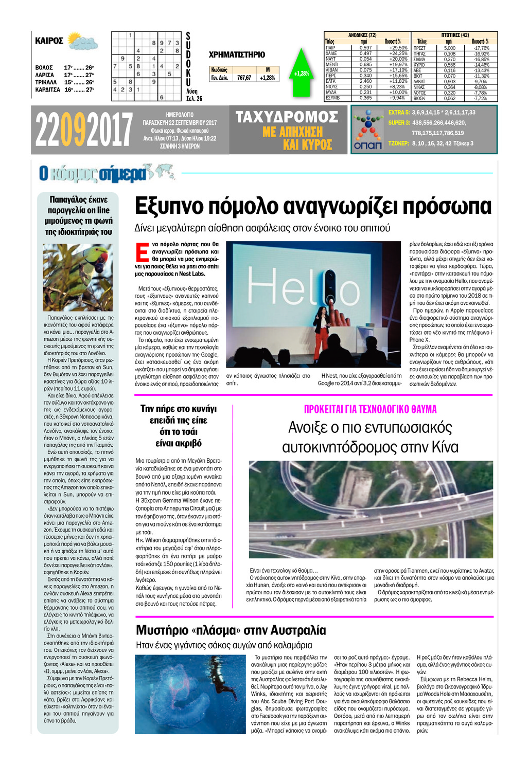 Οπισθόφυλλο εφημερίδας Ταχυδρόμος