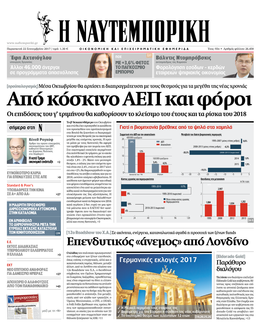 Πρωτοσέλιδο εφημερίδας Ναυτεμπορική