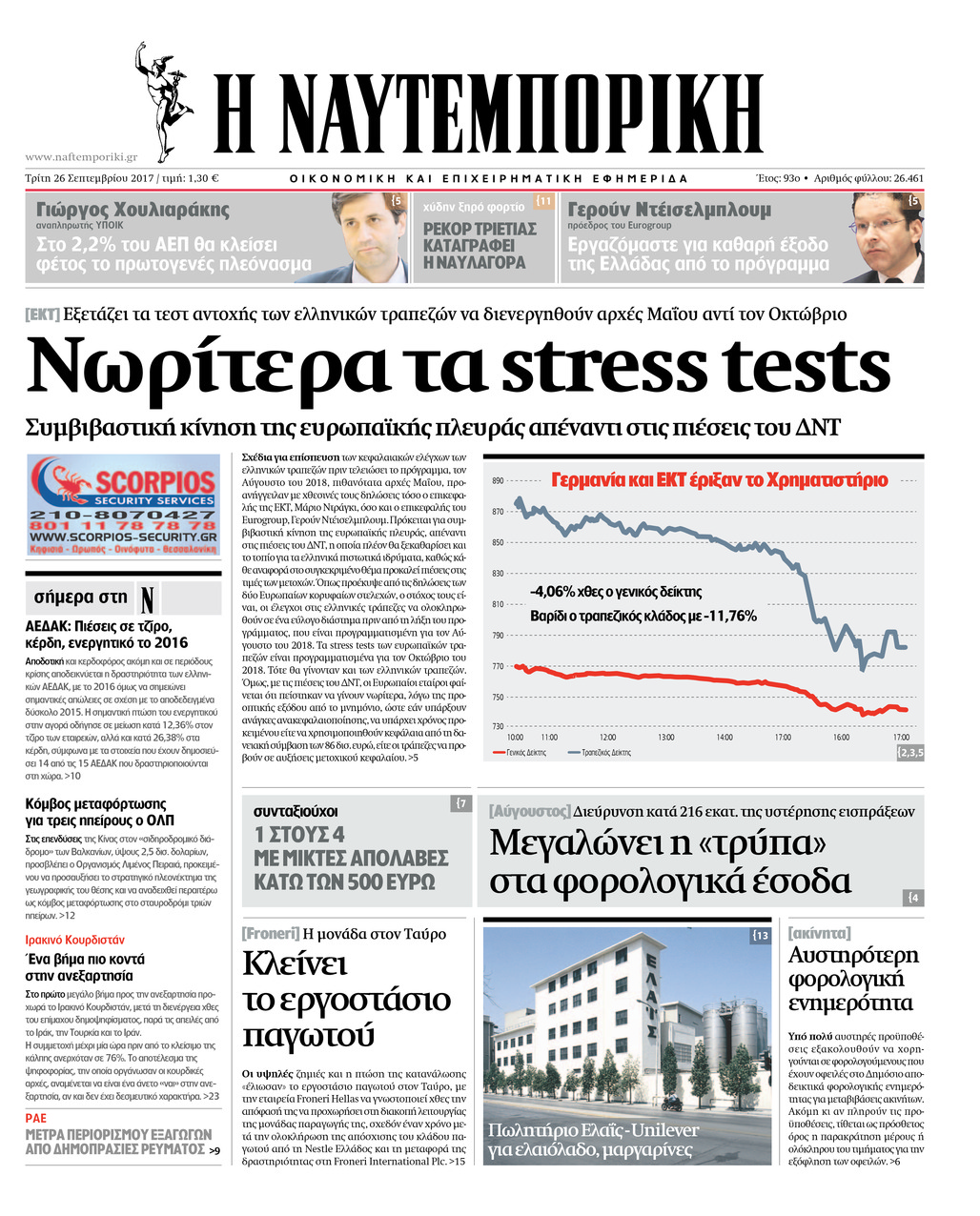 Πρωτοσέλιδο εφημερίδας Ναυτεμπορική