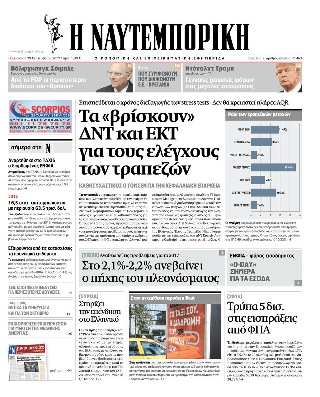 Πρωτοσέλιδο εφημερίδας Ναυτεμπορική