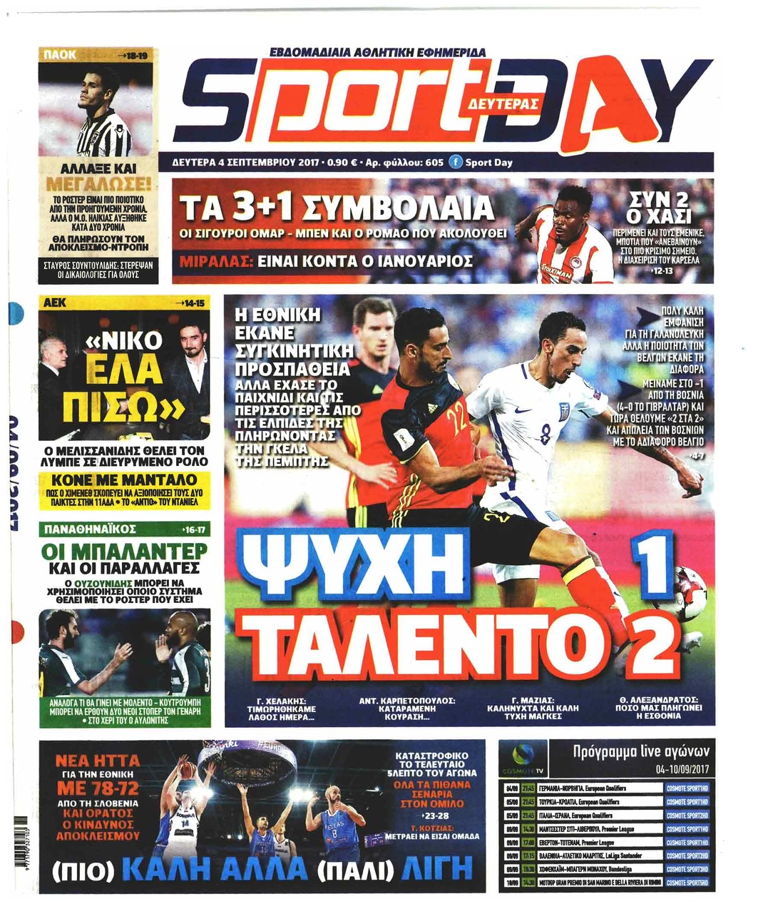 Πρωτοσέλιδο εφημερίδας Sportday