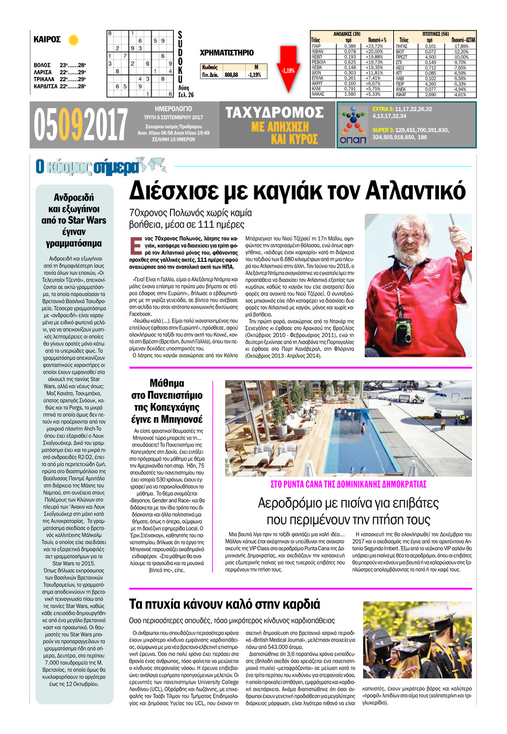 Οπισθόφυλλο εφημερίδας Ταχυδρόμος