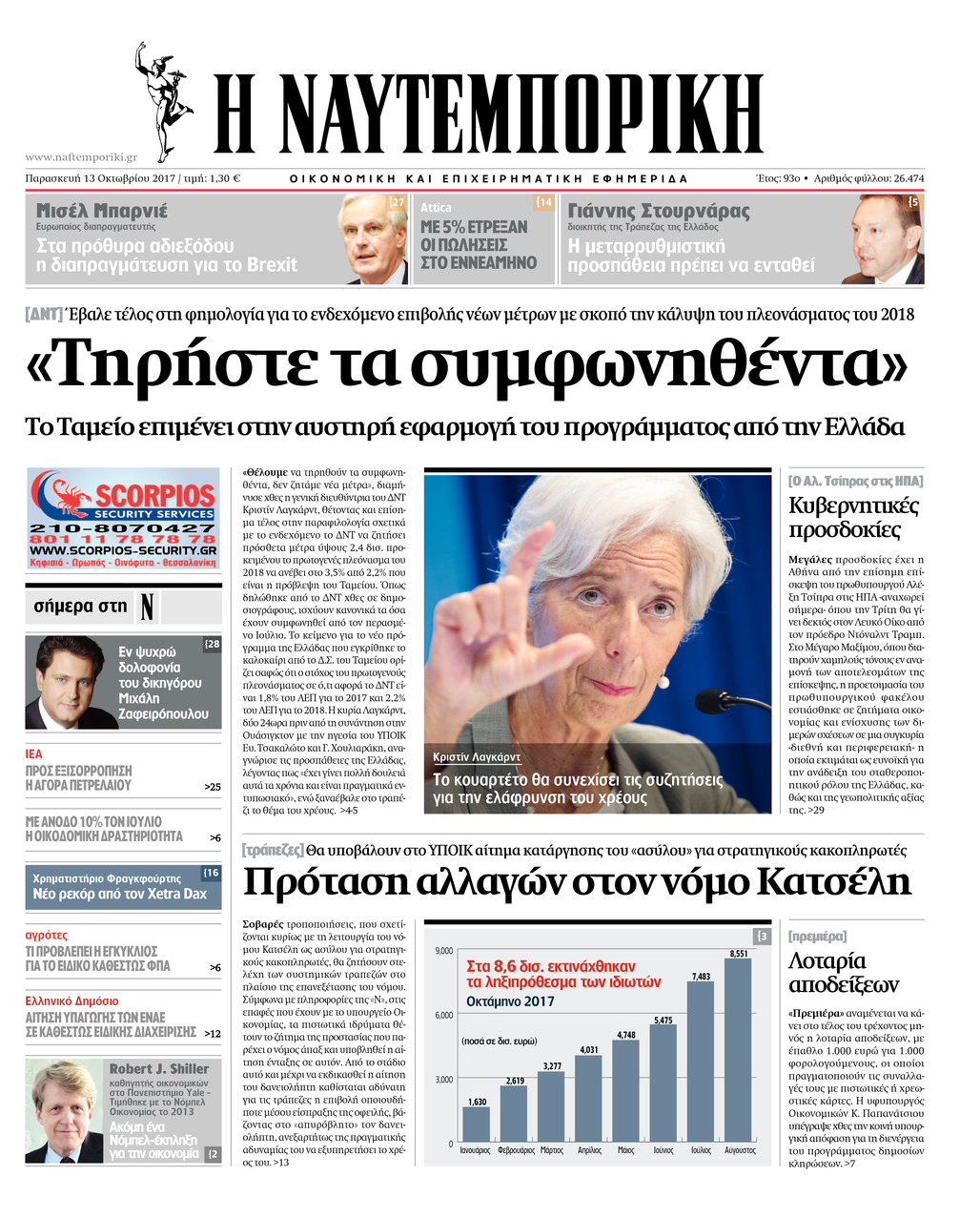 Πρωτοσέλιδο εφημερίδας Ναυτεμπορική