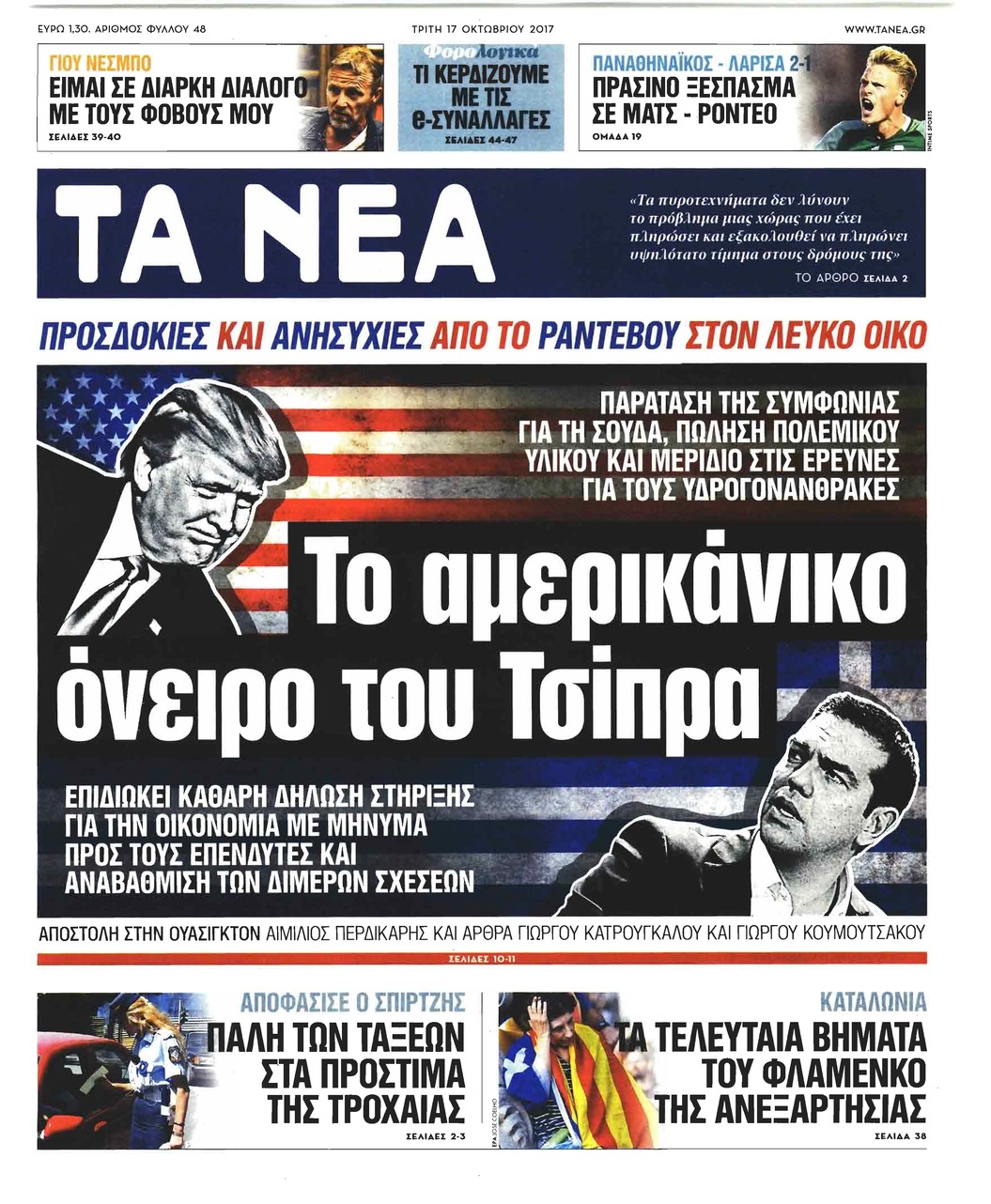 Πρωτοσέλιδο εφημερίδας Τα Νέα
