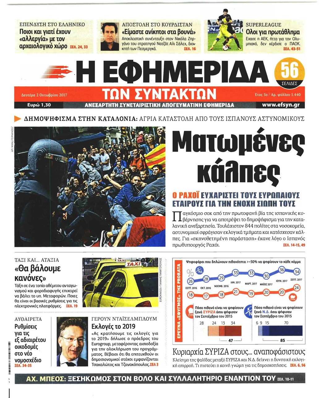 Πρωτοσέλιδο εφημερίδας Των συντακτών
