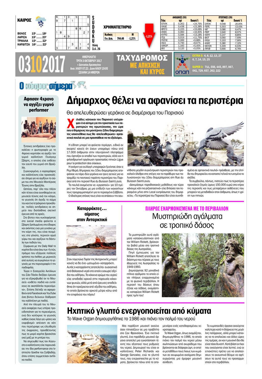 Οπισθόφυλλο εφημερίδας Ταχυδρόμος