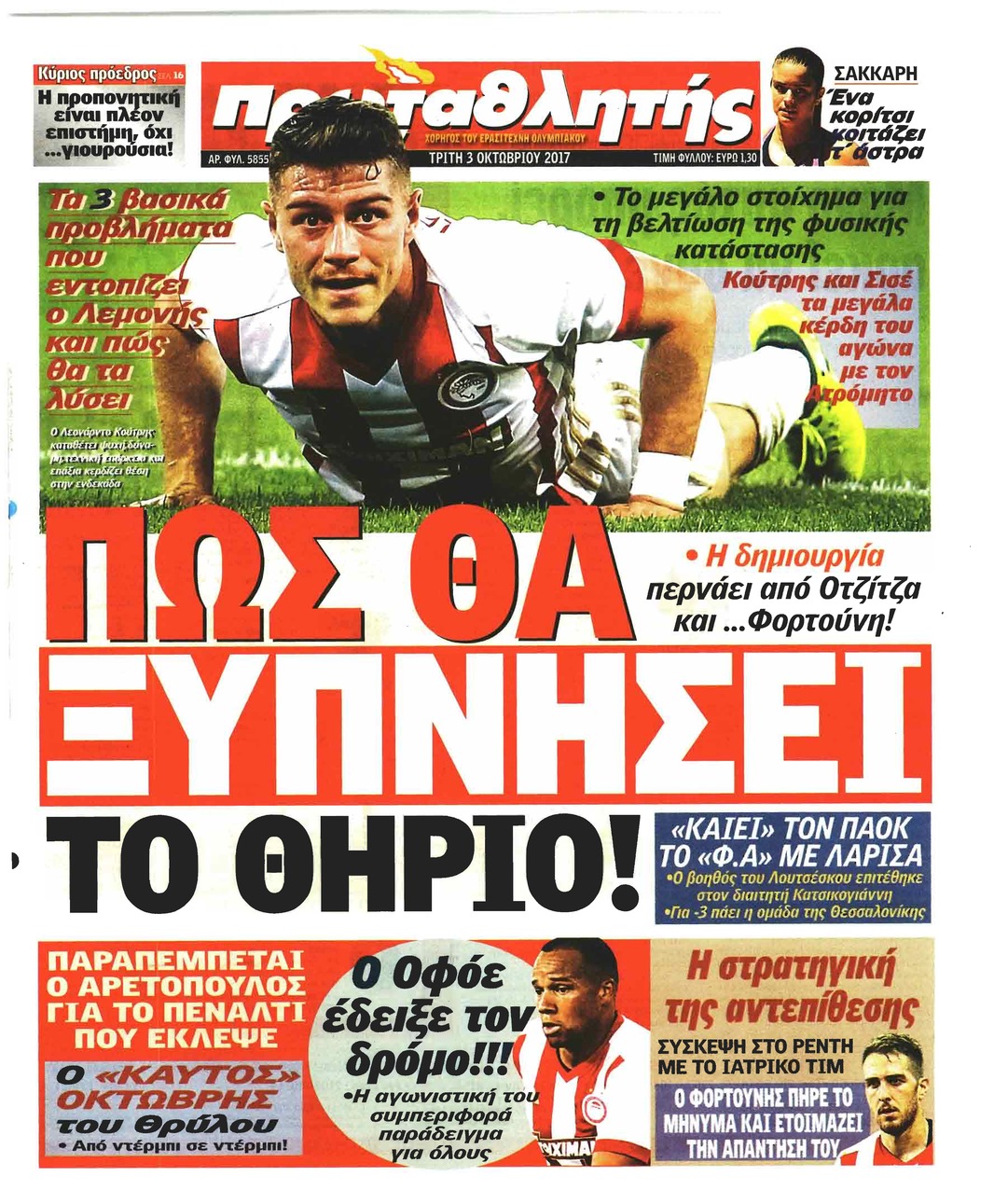 Πρωτοσέλιδο εφημερίδας Κόκκινος Πρωταθλητής