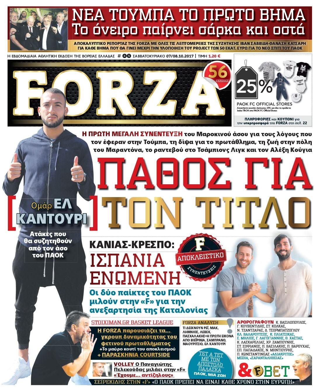 Πρωτοσέλιδο εφημερίδας Forza