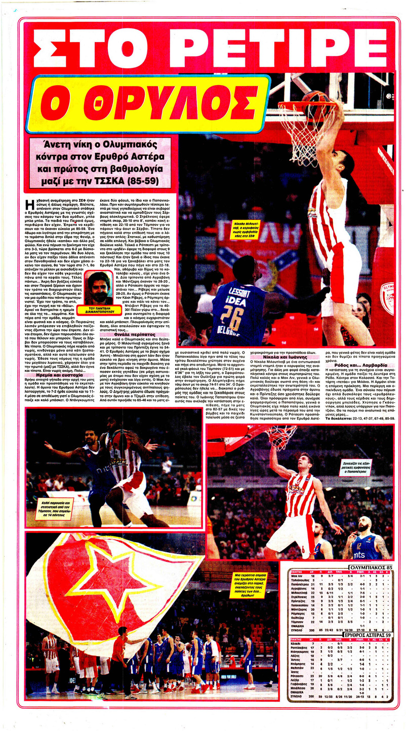 Οπισθόφυλλο εφημερίδας Φως των σπορ