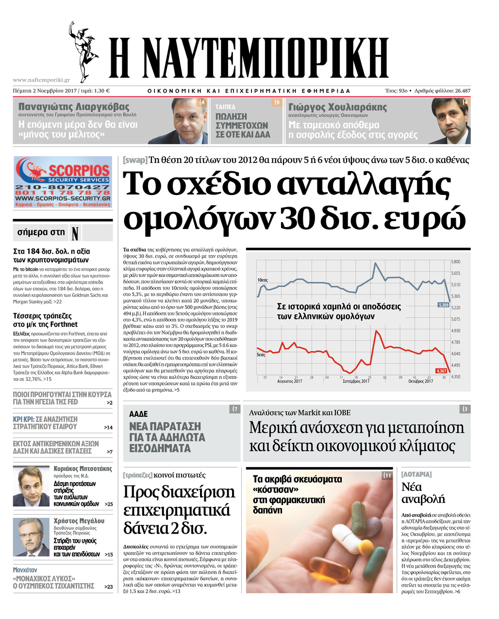 Πρωτοσέλιδο εφημερίδας Ναυτεμπορική